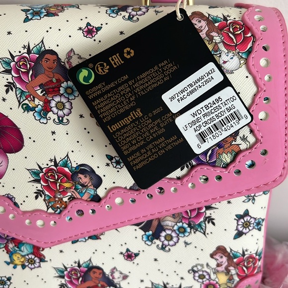 NWT Loungefly Disney Princess Tattoo Crossbody Bag - Picture 6 of 14